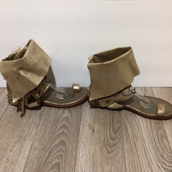 Zadig & Voltaire Gold Rhinestone skull gladiator Sandals 7 - Picture 3 of 11